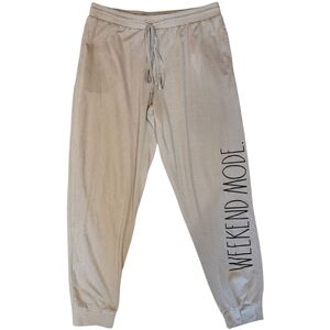 Rae Dunn Weekend Mode Grey/White Striped Pyjama/Lounge Pants - Sz M
